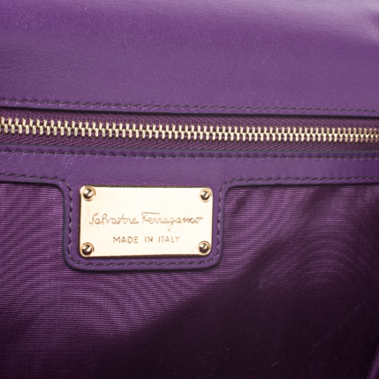 Pre Owned Salvatore Ferragamo Purple Patent Leather Miss Vara Shoulder Bag