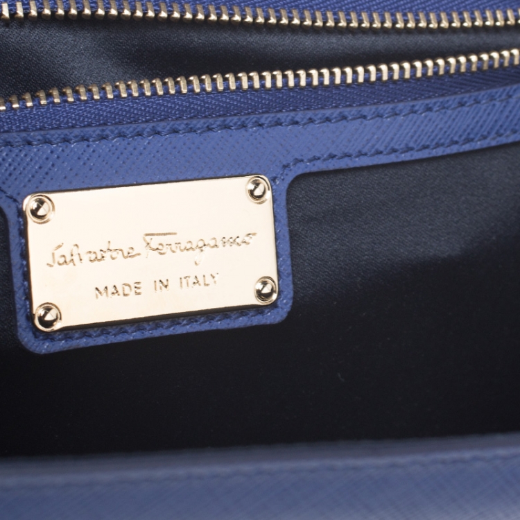 مملوكة مسبقًا Salvatore Ferragamo Electric Blue Leather Ginny Shoulder Bag