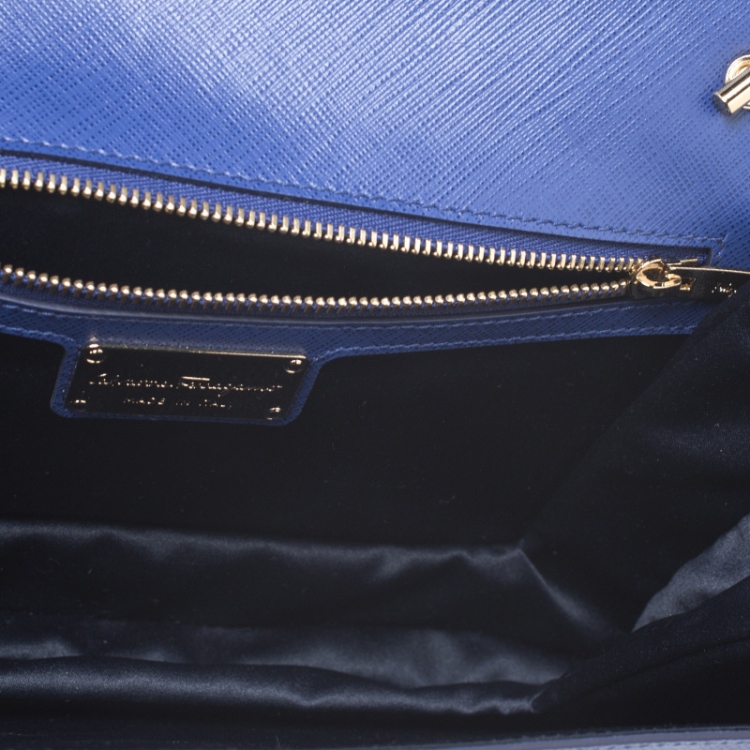 مملوكة مسبقًا Salvatore Ferragamo Electric Blue Leather Ginny Shoulder Bag