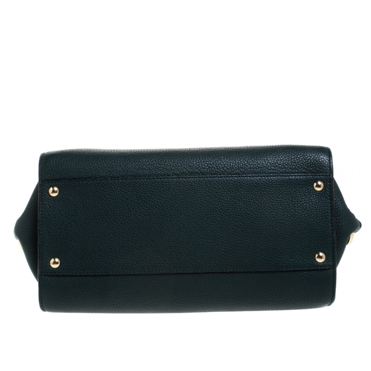 Pre Owned Salvatore Ferragamo Petroleum Green Leather Medium Sofia Top Handle Bag