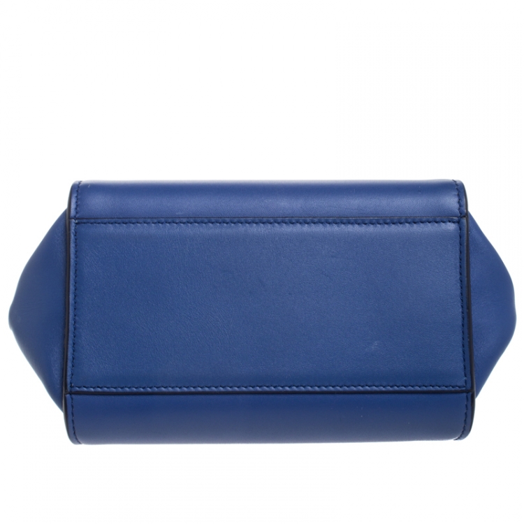 Pre Owned Salvatore Ferragamo Blue Leather Mini Sofia Top Handle Bag
