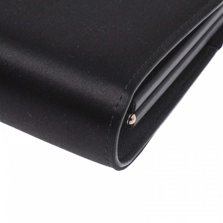 Pre Owned Salvatore Ferragamo Black Satin Musa Evening Chain Clutch