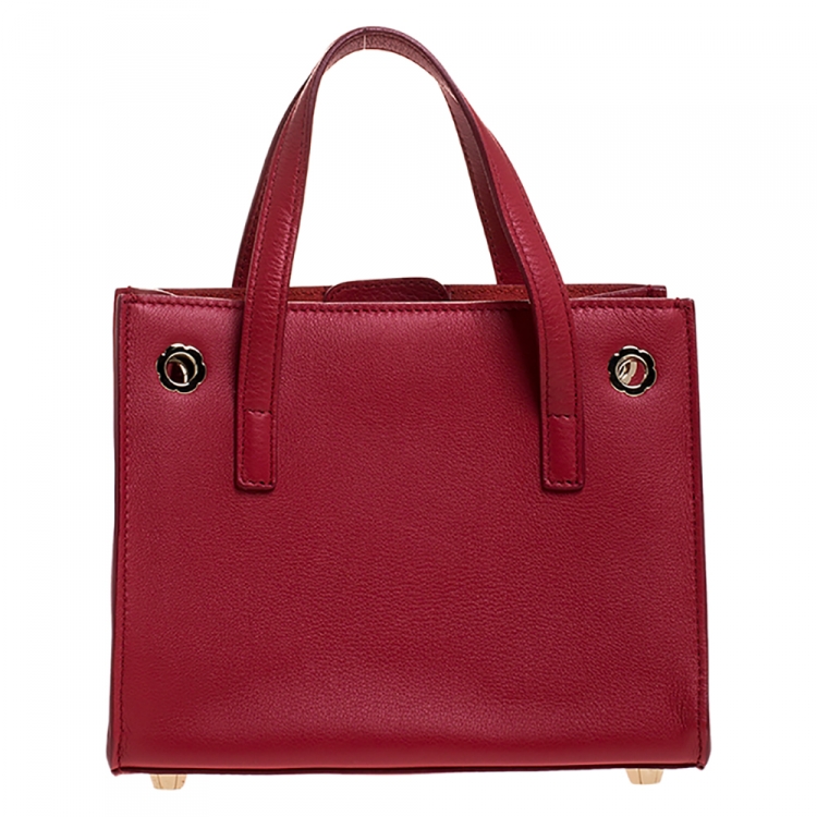 مملوكة مسبقًا Salvatore Ferragamo Red Leather Mini Foulard Tote