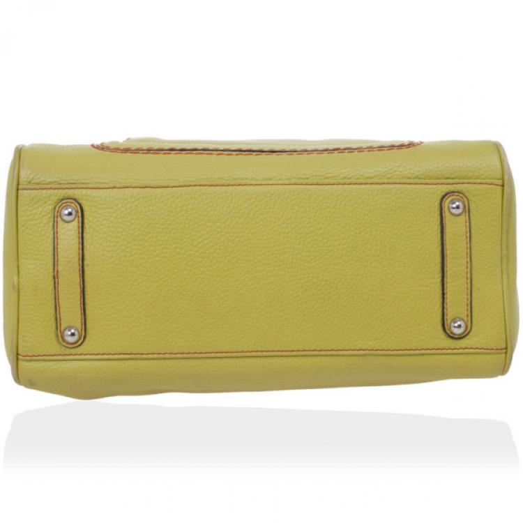 Pre Owned Salvatore Ferragamo Apple Green Leather Boston Bag