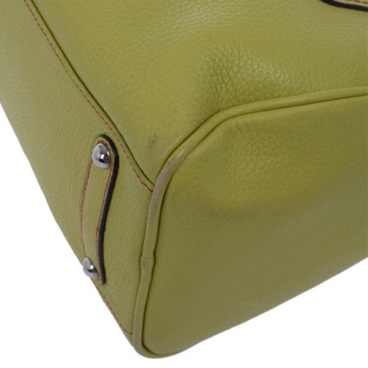 Pre Owned Salvatore Ferragamo Apple Green Leather Boston Bag