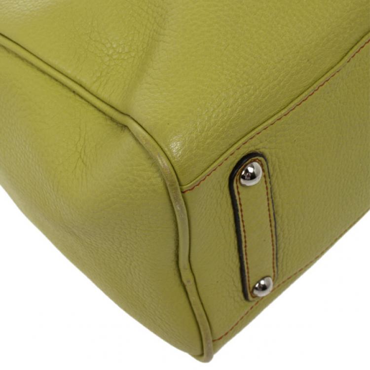 Pre Owned Salvatore Ferragamo Apple Green Leather Boston Bag