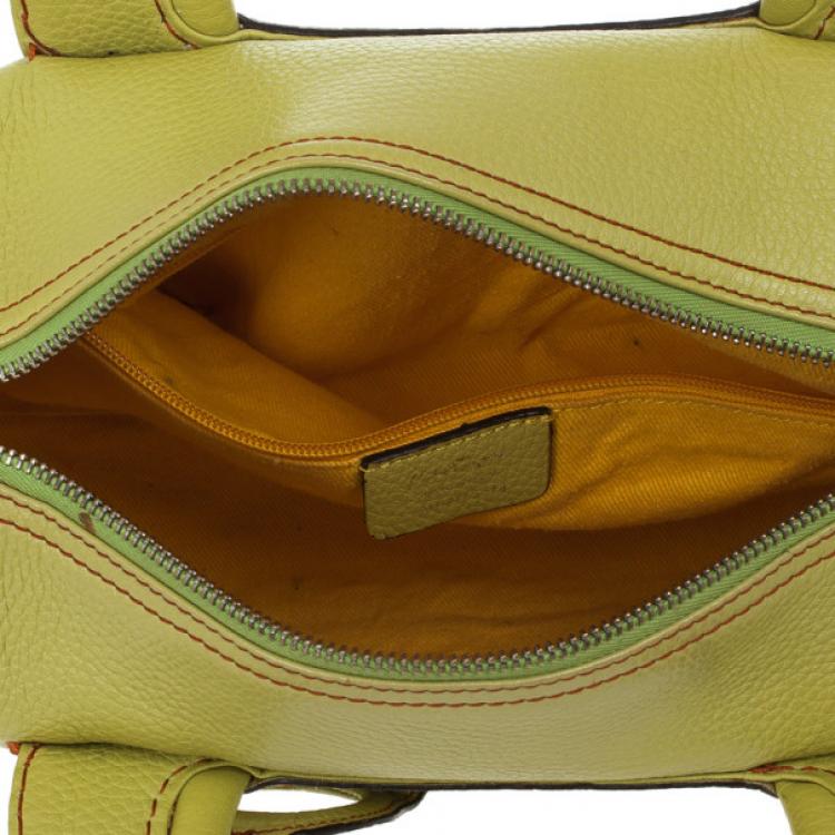 Pre Owned Salvatore Ferragamo Apple Green Leather Boston Bag