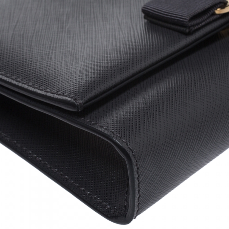 Pre Owned Salvatore Ferragamo Dark Grey Leather Ginny Crossbody Bag