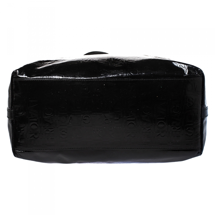 Pre Owned Salvatore Ferragamo Black Patent Leather Shopper Tote