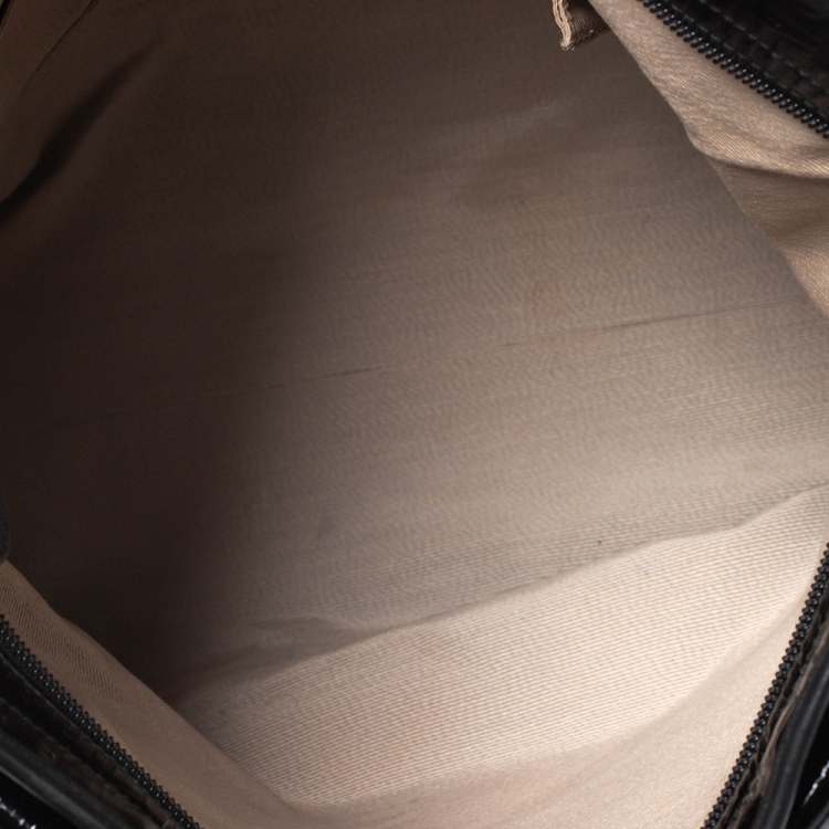 Pre Owned Salvatore Ferragamo Black Patent Leather Shopper Tote