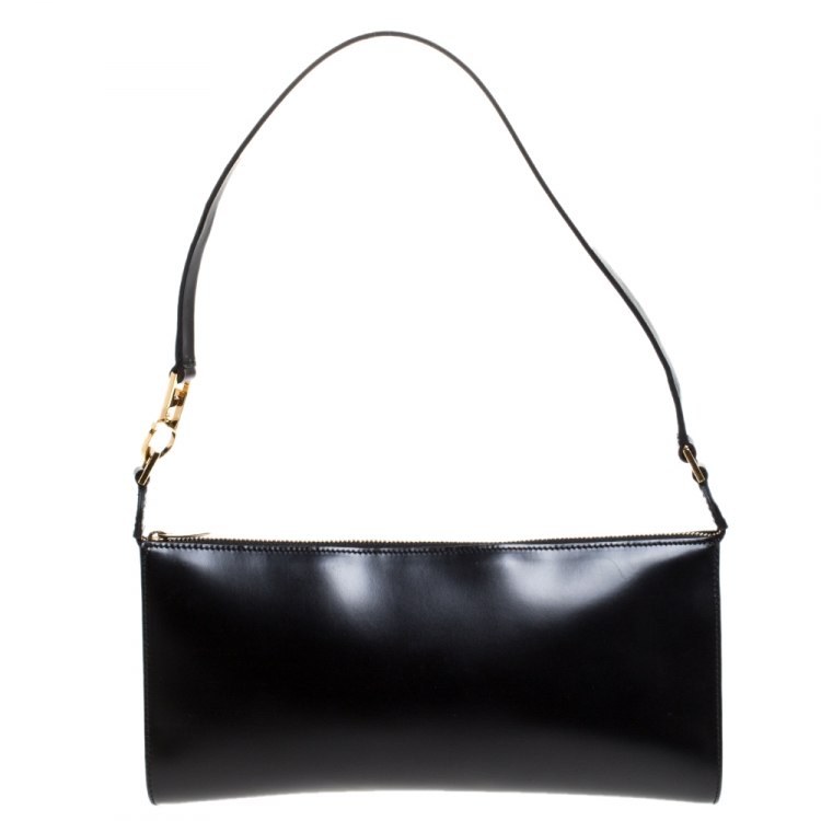 Baguette bag black leather hot sale