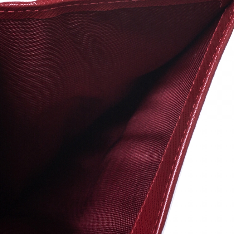 Pre Owned Salvatore Ferragamo Red Leater Gancini French Wallet