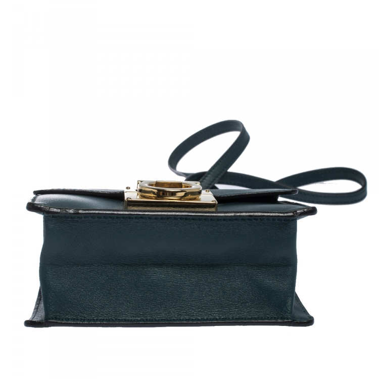 Pre Owned Salvatore Ferragamo Dark Green Leather Marisol Crossbody Bag