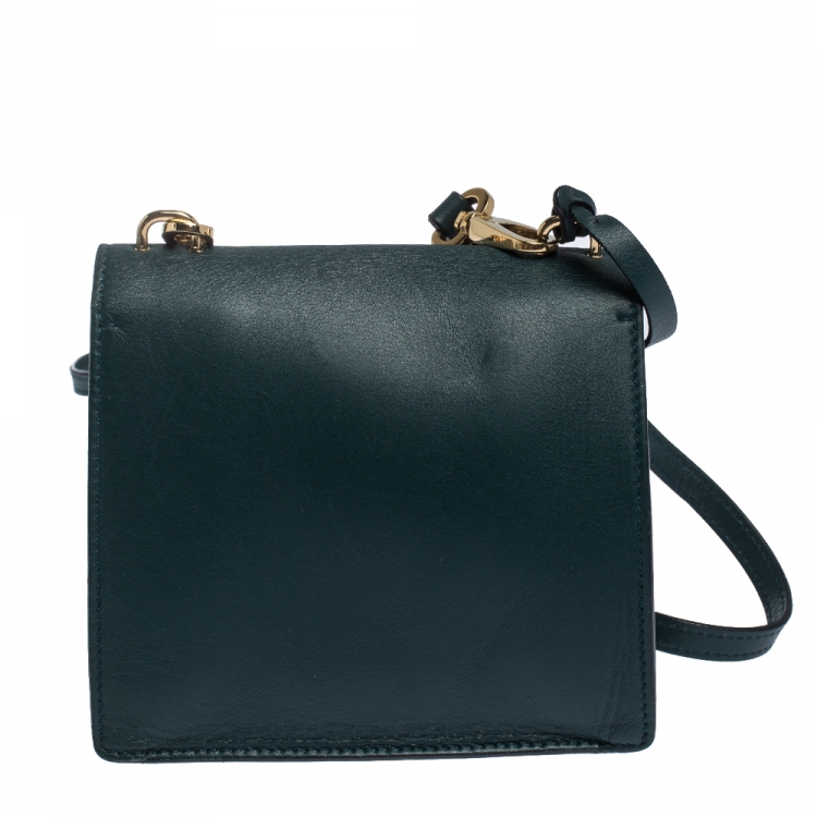 Pre Owned Salvatore Ferragamo Dark Green Leather Marisol Crossbody Bag