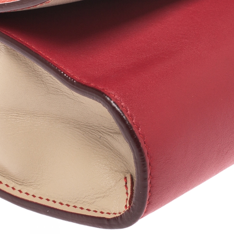 مملوكة مسبقًا Salvatore Ferragamo Red/Orange Leather Flap Crossbody Bag