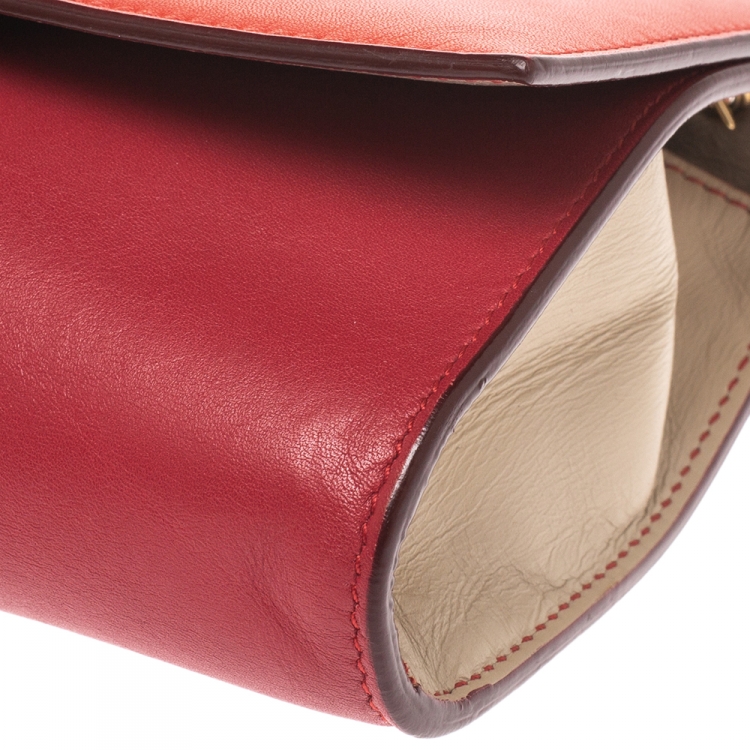 مملوكة مسبقًا Salvatore Ferragamo Red/Orange Leather Flap Crossbody Bag