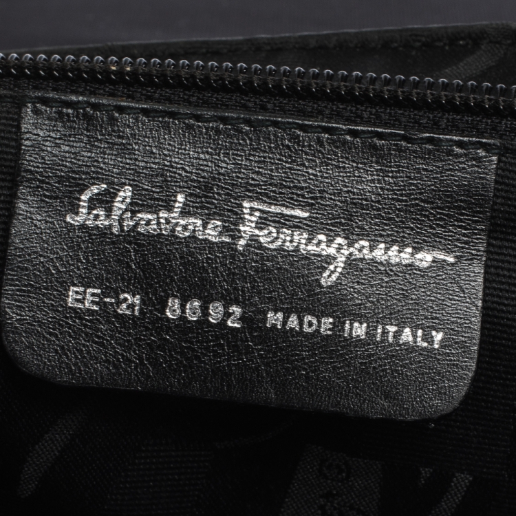 Pre Owned Salvatore Ferragamo Black Fabric and Leather Shoulder Bag