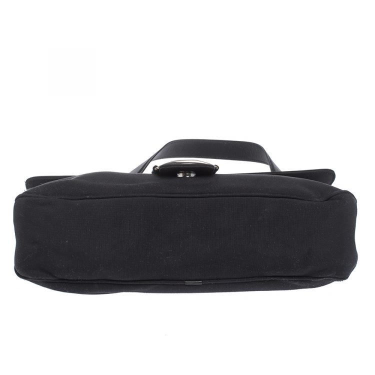 Pre Owned Salvatore Ferragamo Black Fabric and Leather Shoulder Bag