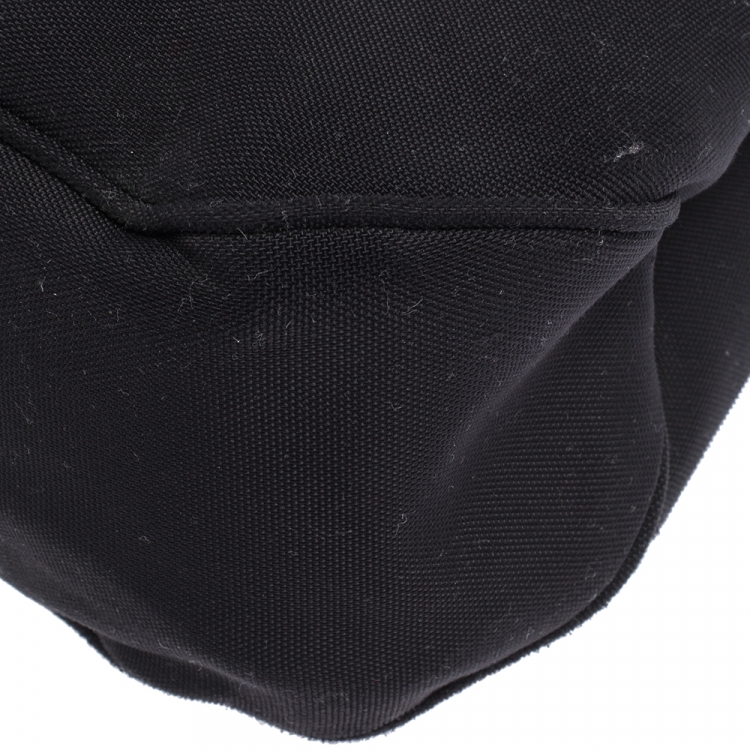Pre Owned Salvatore Ferragamo Black Fabric and Leather Shoulder Bag