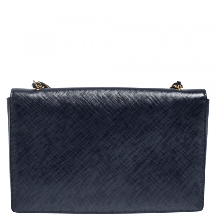 Pre Owned Salvatore Ferragamo Dark Blue Leather Ginny Shoulder Bag