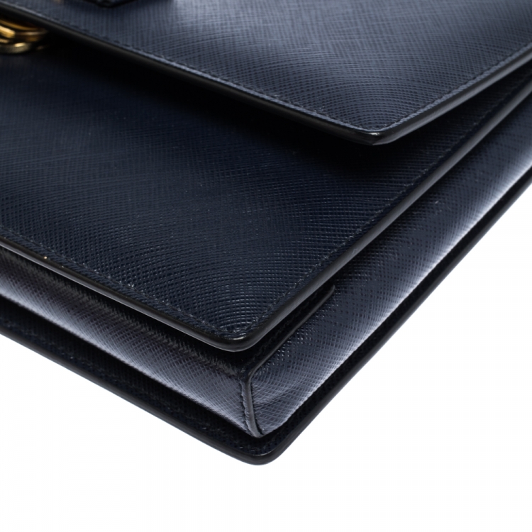 Pre Owned Salvatore Ferragamo Dark Blue Leather Ginny Shoulder Bag