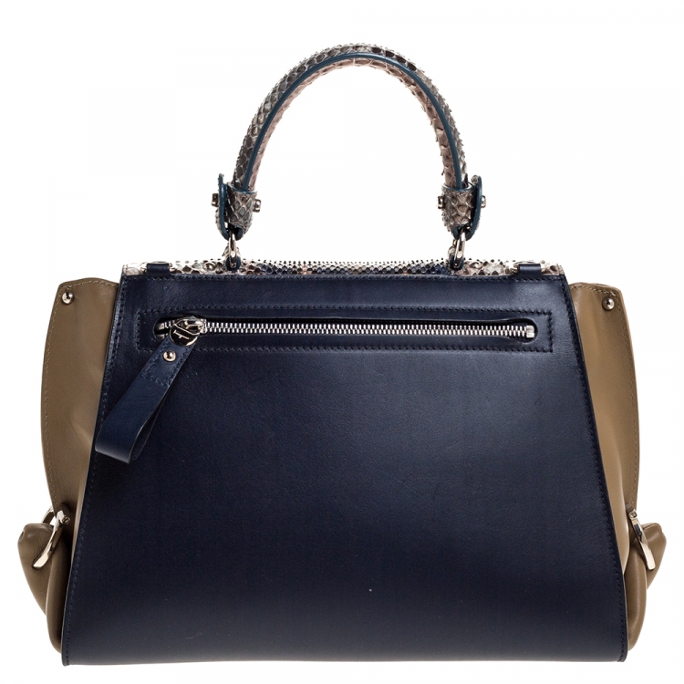 Pre Owned Salvatore Ferragamo Multicolor Leather and Python Medium Sofia Top Handle Bag