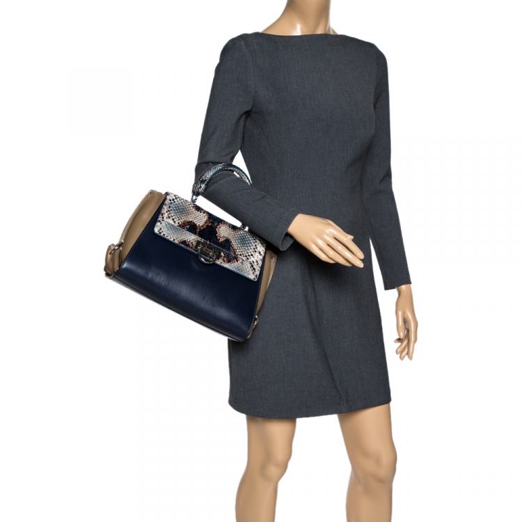 Pre Owned Salvatore Ferragamo Multicolor Leather and Python Medium Sofia Top Handle Bag