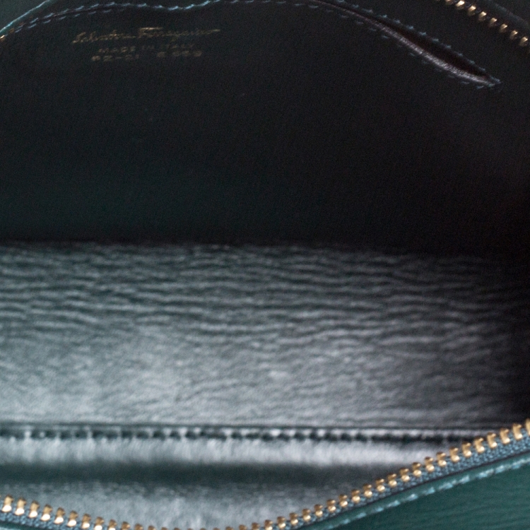 Pre Owned Salvatore Ferragamo Green Python Sofia Top Handle Bag