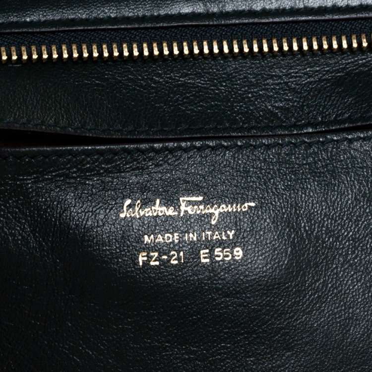 Pre Owned Salvatore Ferragamo Green Python Sofia Top Handle Bag