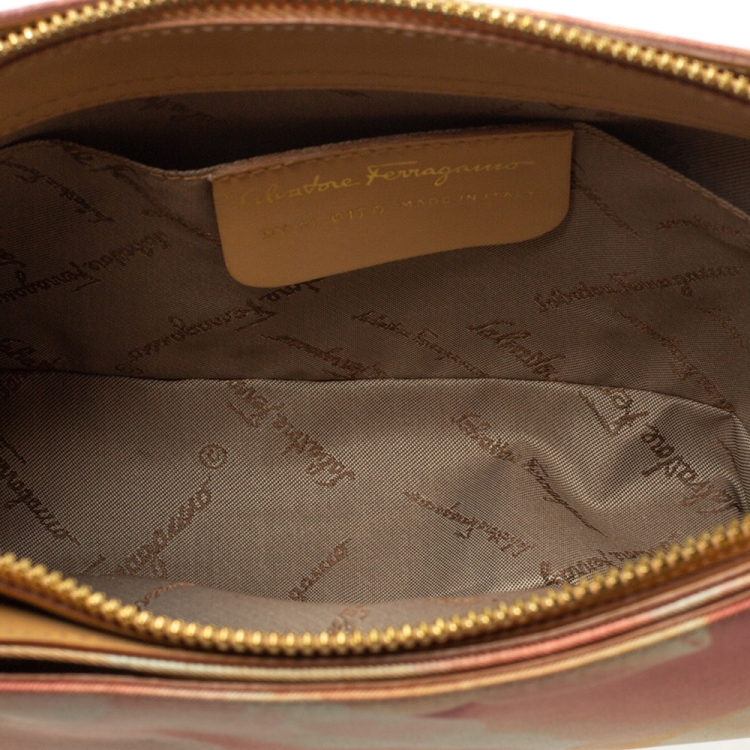Pre Owned Salvatore Ferragamo Pink Printed Canvas Floral Hobo