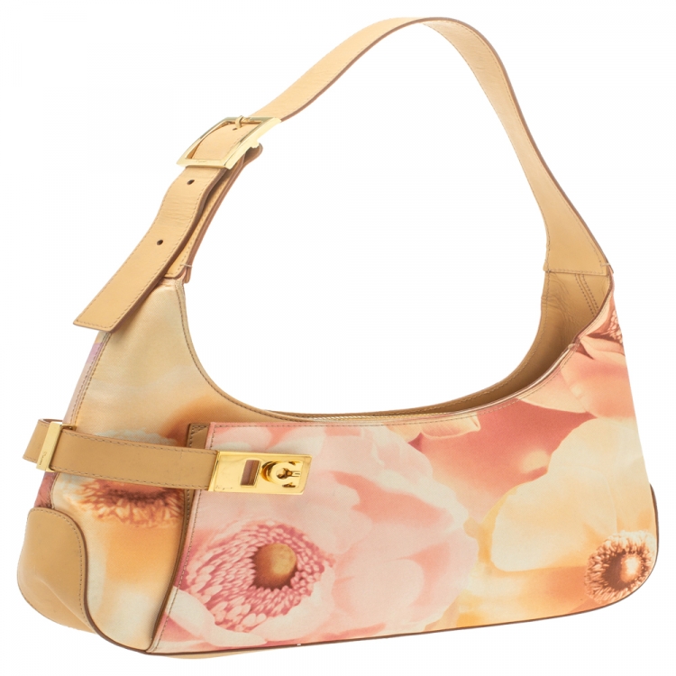 Pre Owned Salvatore Ferragamo Pink Printed Canvas Floral Hobo