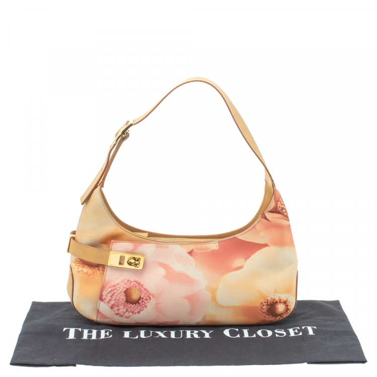 Pre Owned Salvatore Ferragamo Pink Printed Canvas Floral Hobo