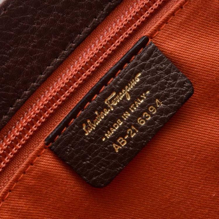 Pre Owned Salvatore Ferragamo Leather Flap Front Top Handle Bag