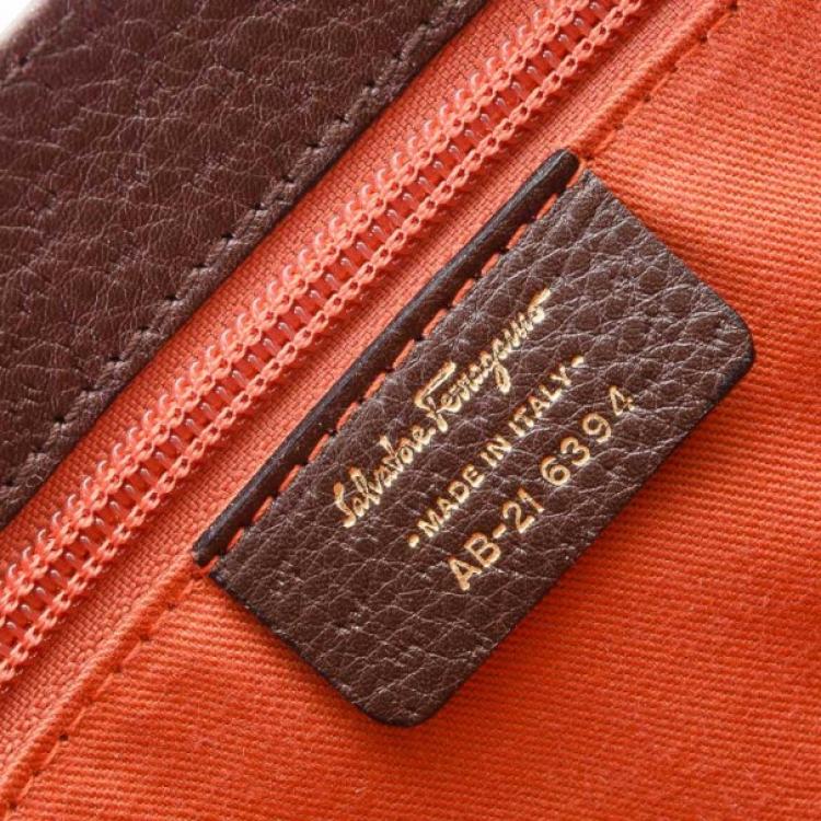 Pre Owned Salvatore Ferragamo Leather Flap Front Top Handle Bag