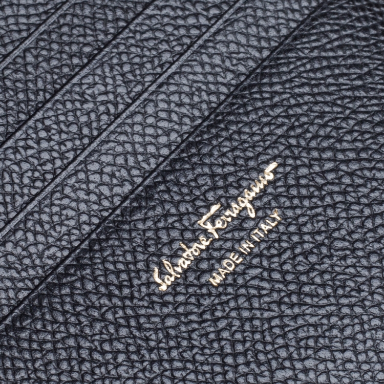 Pre Owned Salvatore Ferragamo Black Leather Gancini Lock French Wallet