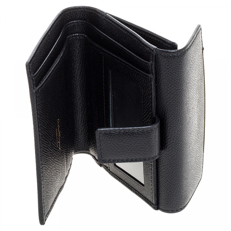 Pre Owned Salvatore Ferragamo Black Leather Gancini Lock French Wallet