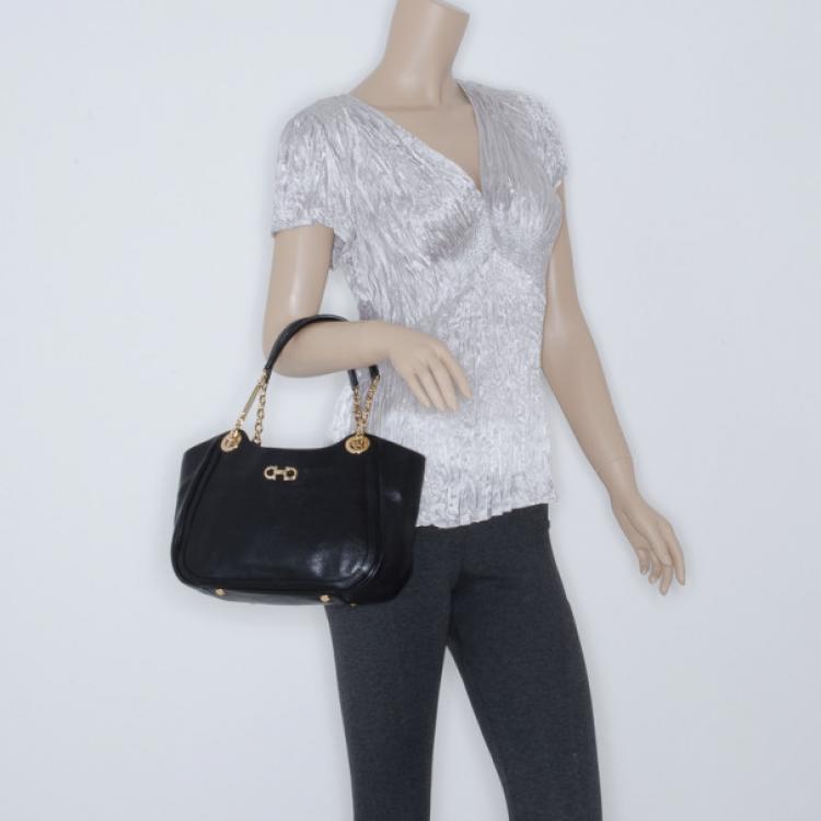 Pre Owned  Salvatore Ferragamo Black Betulla Leather Tote