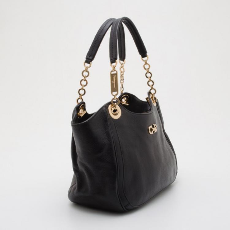 Pre Owned  Salvatore Ferragamo Black Betulla Leather Tote