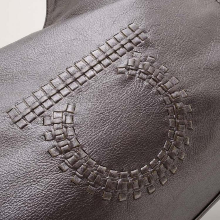 Pre Owned Salvatore Ferragamo Metallic Silver Banshee Tote 