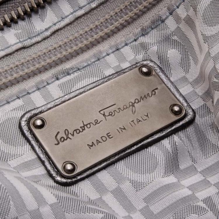 Pre Owned Salvatore Ferragamo Metallic Silver Banshee Tote 