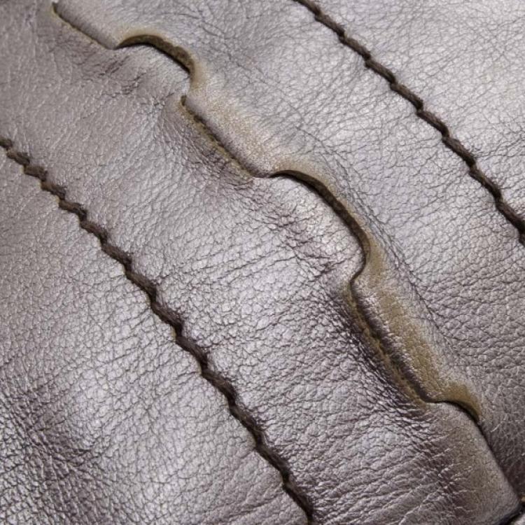 Pre Owned Salvatore Ferragamo Metallic Silver Banshee Tote 