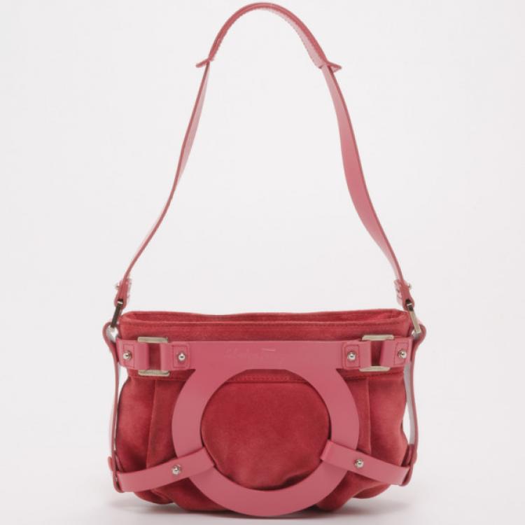 مملوكة مسبقًا Salvatore Ferragamo Fuchsia Suede and Leather Shoulder Bag