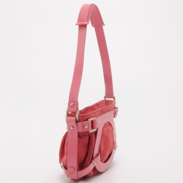 مملوكة مسبقًا Salvatore Ferragamo Fuchsia Suede and Leather Shoulder Bag