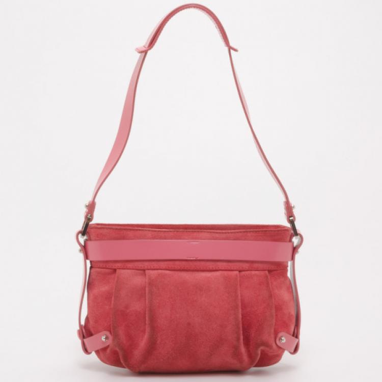 مملوكة مسبقًا Salvatore Ferragamo Fuchsia Suede and Leather Shoulder Bag