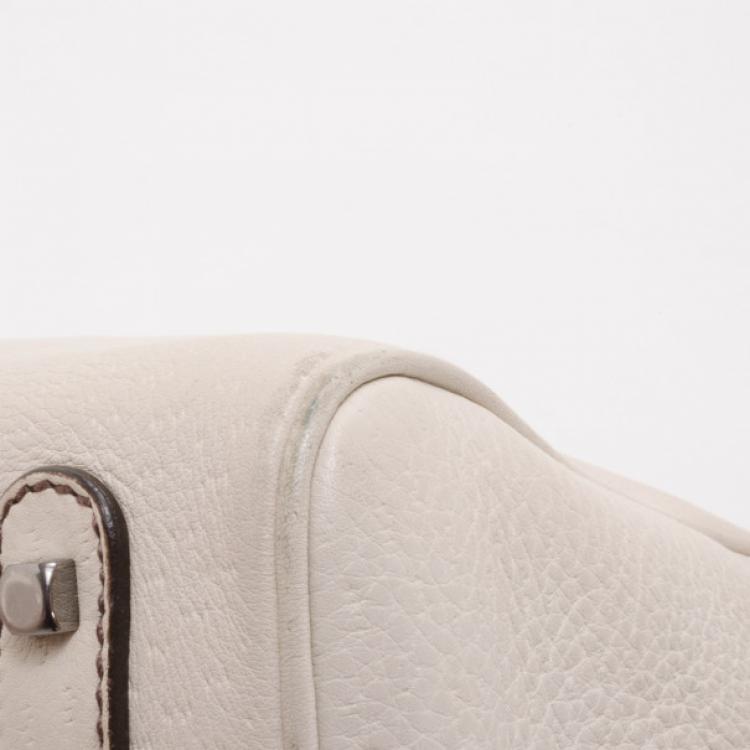 Pre Owned Salvatore Ferragamo Light Beige Leather East West Satchel
