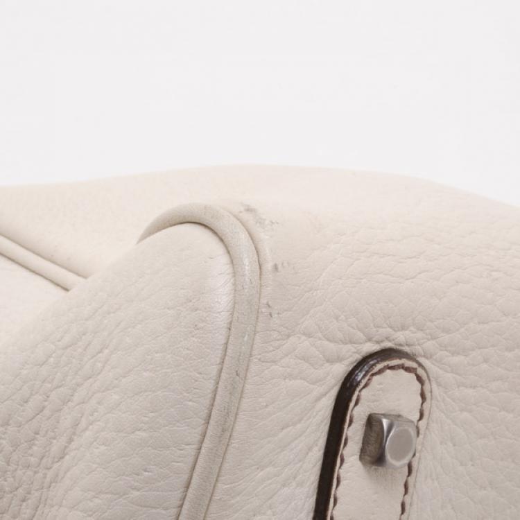Pre Owned Salvatore Ferragamo Light Beige Leather East West Satchel