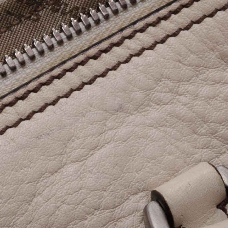 Pre Owned Salvatore Ferragamo Light Beige Leather East West Satchel