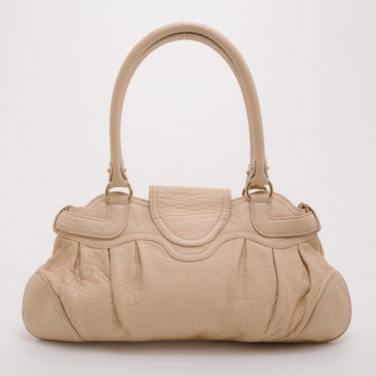 Pre Owned Salvatore Ferragamo Beige Leather Marisa Satchel 