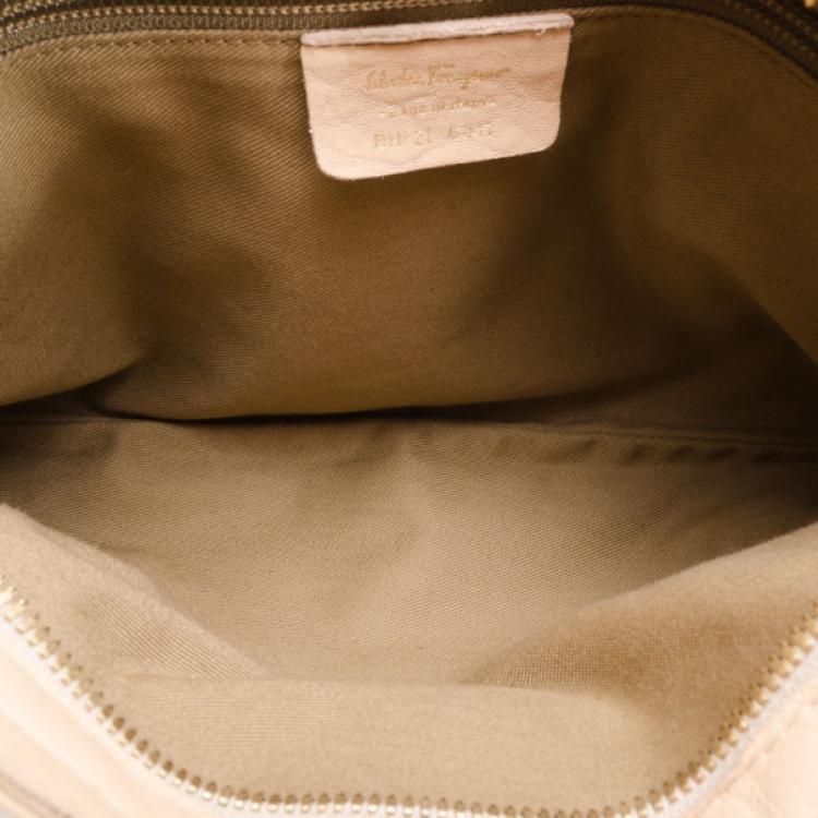 Pre Owned Salvatore Ferragamo Beige Leather Marisa Satchel 