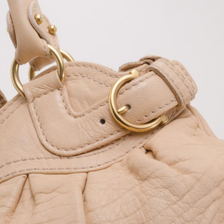 Pre Owned Salvatore Ferragamo Beige Leather Marisa Satchel 